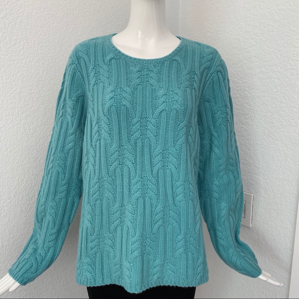 Charter club blue chunky knit cashmere sweater